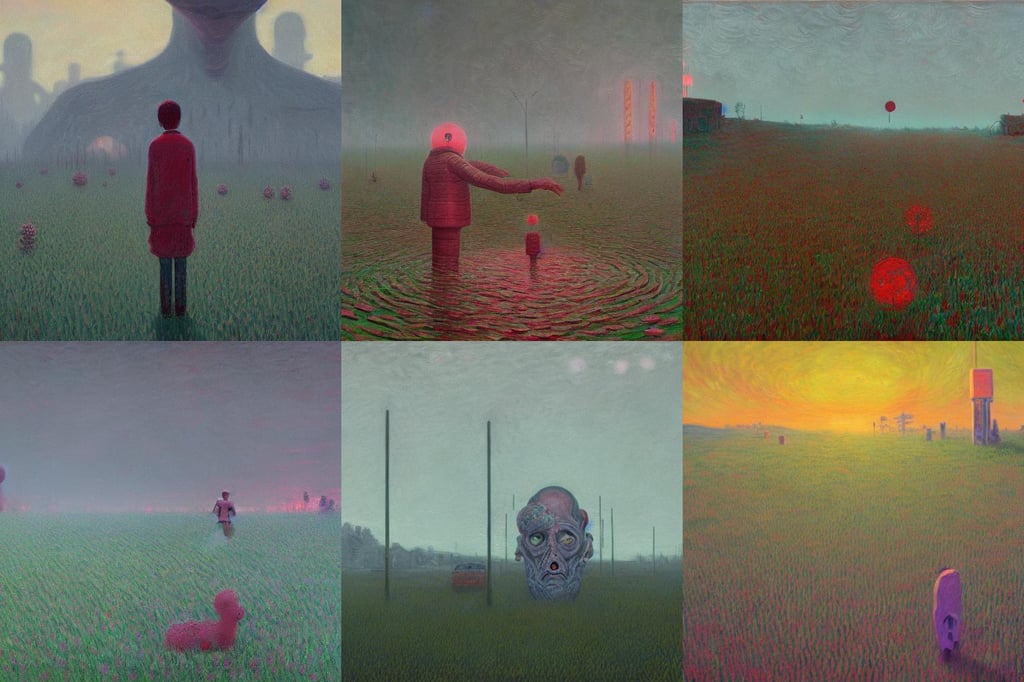 Body horror by Simon Stålenhag and Claude Monet, oil on canvas