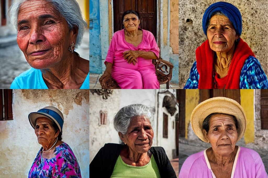 Portrait of Cuban woman elder, venice style