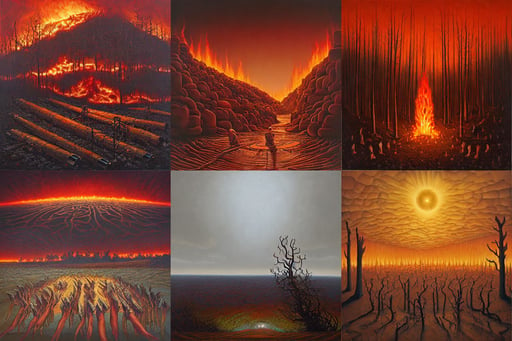 The first day of the fire by Jeffrey Smith, oil on canvas