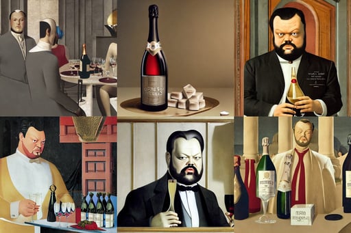 Orson Welles advertising french champagne, elegant, federichi, twilight, art by Piero Della Francesca, octane render Madhouse INC