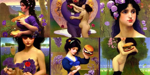 violets are blue roses are red the game is over it’s come to an end, burger with a mouth, a beautiful girl with long black hair in, comic book cover art, william adolphe bouguereau and frank frazetta, detailed lighting, art by Klimt., Dungeons & Dragons, videogame