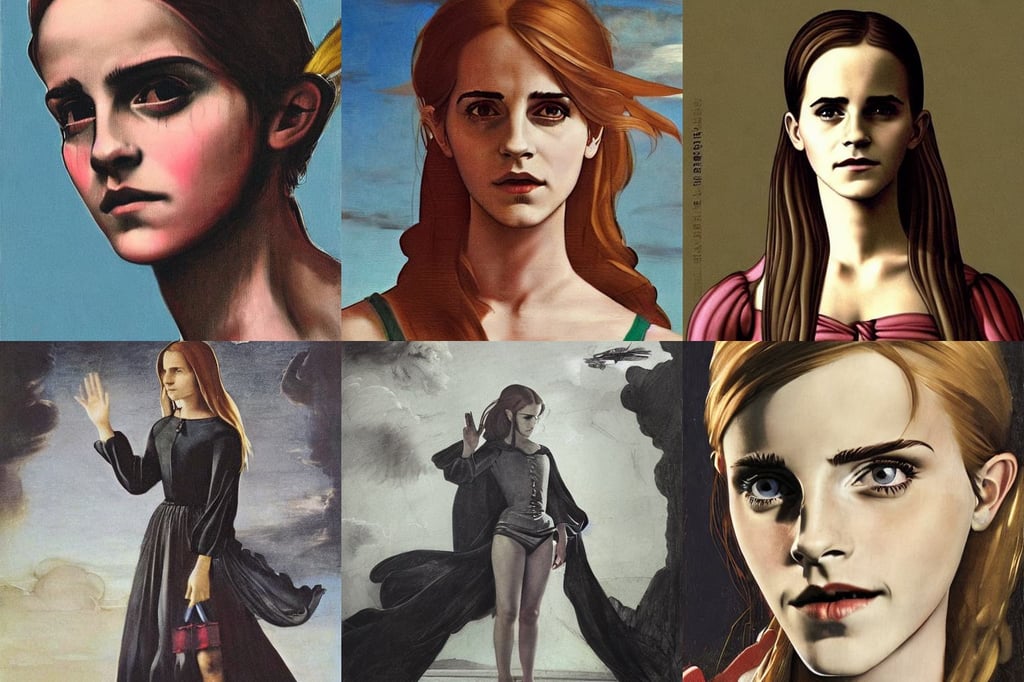 cute female witch emma watson, art by Raffaello Sanzio, digital art, Fantasy Flying ship overhead, Photorealism, 1960s art, art by Francis Bacon, The Terminator, art by Tiziano Vecellio Di Gregorio, art by Johannes Vermeer, whirlwind, bold and thin ink lines 8k, red, art by Domenikos Theotokopoulos, , red oil, magical, autumn inspired, film grain, vector illustration