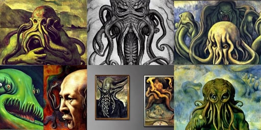 very detailed hyper realistic screaming and agry cthulhu, hyper-realistic, character design, ultra realistic, art by Francisco De Goya, photorealistic, Set in the Rocky Mountains, art by Tiziano Vecellio Di Gregorio, platonic solids, art by Joan Miró, night, art by Paul Gauguin, real..., art by Paul Cézanne, full hd render +4k UHD + immense detail + dramatic ligthning + black and purple