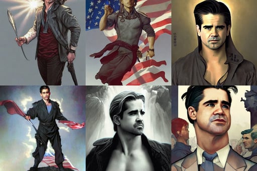 young gray hair colin farrell as the president of the united states of america, by Fenghua Zhong!!!!!!!!!!, assembly instructions, rays of sunlight, Boris Vallejo., wet flowing red hair, art by Artgerm and greg rutkowski and alphonse mucha, Joseph Christian Leyendecker, black empire dress with silver belt, drawn in the style of classical Disney animation, cyber world, oct, three quarter view, walls made of beautiful smooth sandstone light beams that shine, very highly detailed, f 8 aperture, vr headset