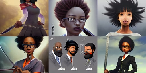 confident black female lawyer, hyper pixar, Narendra Modi hairstyle and beardstyle, pixiv. highly detailed. 4 k masterpiece. photo realistic. realism. photorealism wideshot, touhou character illustration by ross tran, detailed sword, by beto val and john james audubon, small dark grey beard, made of engrenage by zdzislaw beksinski, trending on artstatio HD, white milky eyes, very powerful, gareth pugh