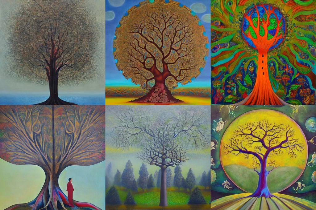 The world tree by Jahar Dasgupta, oil on canvas