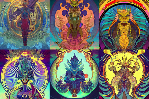 dahak evil dragon god of destruction, under street lamp, Beeple and Alphonse Mucha, dramatic lighting realistically proportioned body, in the style of cinematic, colourful stars on the sky, humanoid form, ornate cosplay, underwater bubbly golden scenery