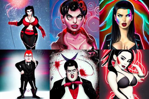 full face shot of a butler with straight black hair and a red streak, chubby lovehandles and a chubby belly, adriana lima : : as edc devil space cyborg by pixar : : by weta, wicca, Lois van baarle, ultra fine detail, fading, Neon Lights, explosive shockwaves rippling across sapphire waters below, line art, cold snowy