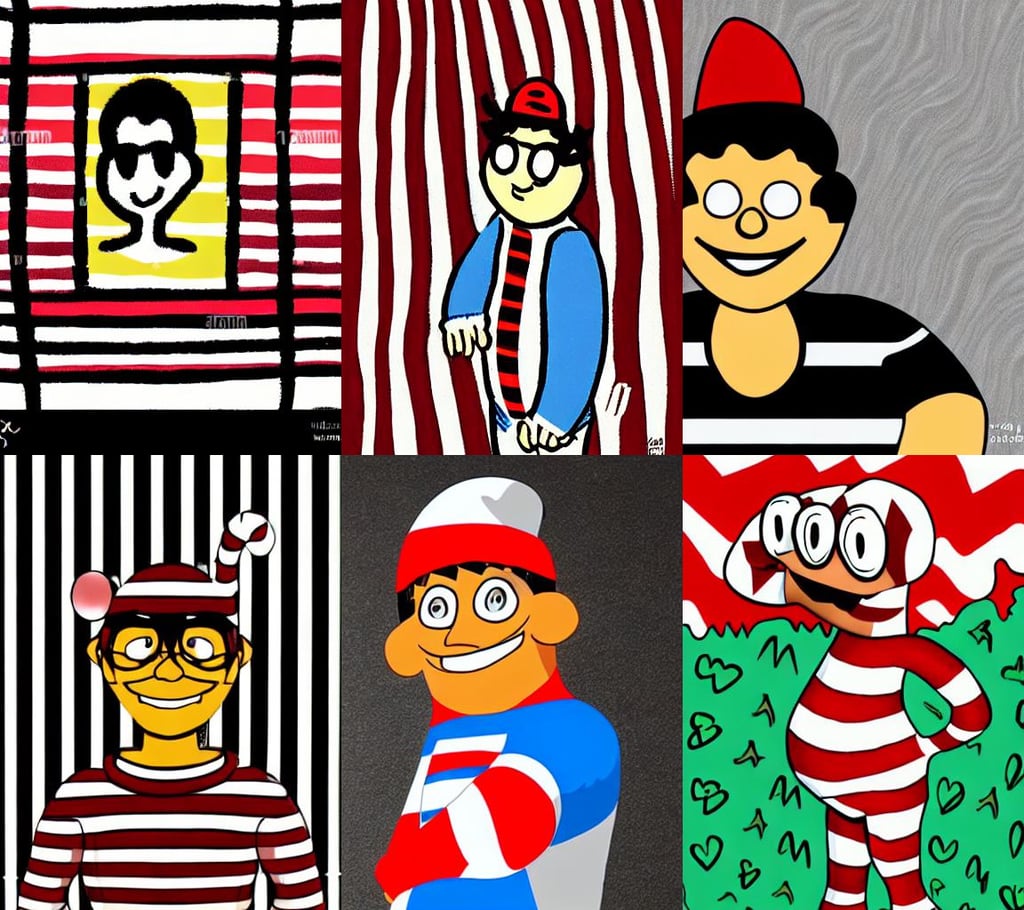 a portrait of waldo from where's waldo, curvy