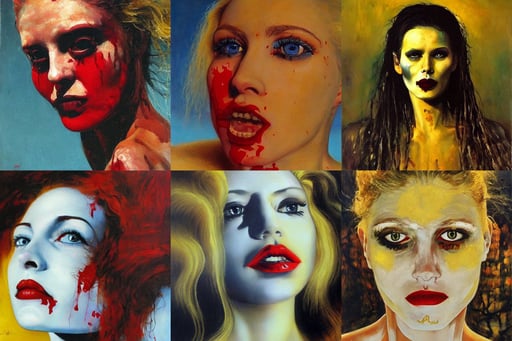 Her lips were red, her looks were free, Her locks were yellow as gold, Her skin was as white as leprosy, The Night-mare LIFE-IN-DEATH was she, Who thicks man's blood with cold, by Wojciech Siudmak, oil on canvas