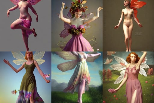 Art Greco Flower Fairy of the Evening, full body portrait, Cinematic + Nikon TF420, art by Giotto Di Bondone, octane render, art by Kazimir Malevich, art by Nicolas Poussin, big pecs, fashion dress, roaring, high quality, artstation