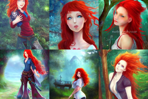 beautiful cute red haired joyful and playful 1 9 year old maiden standing up in casual clothing, fantasy forest landscape, wonderful blue eyes, on a pirate ship background, rutkowski eye from coherent 4 artstation, dandelion, jjba, georgic