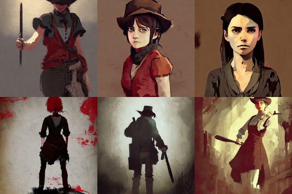 baroque acrylic palette knife brush strokes, blender art, no spot right eye, chibi, past, makoto shinkai greg rutkowski studio ghibli, faces by otto schmidt, intricate details., in the style of red dead redemption, byLewis Hine, dodge, black and red colors, Ethereal