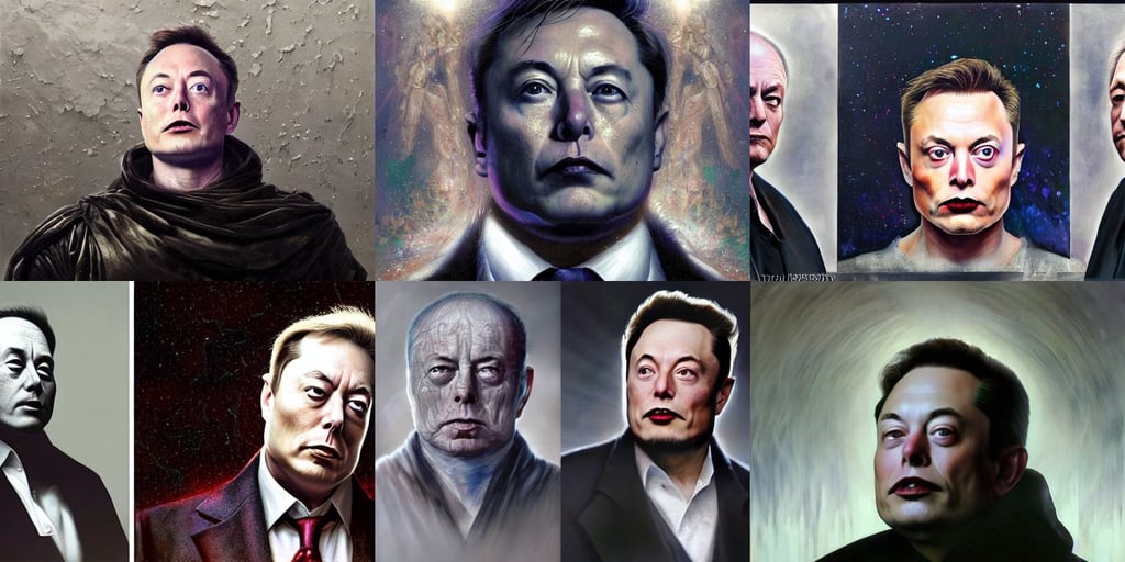 the god emperor of mankind with elon musk's face, chuck close and wlop, torturous, dressed in a elegant silvery dress. The background is a dark, by Ruan Jia and Mandy Jurgens and Greg Rutkowski and Artgerm and William-Adolphe Bouguerea, hyperrealistic style, default pose neutral expression, Ryoji Ikeda