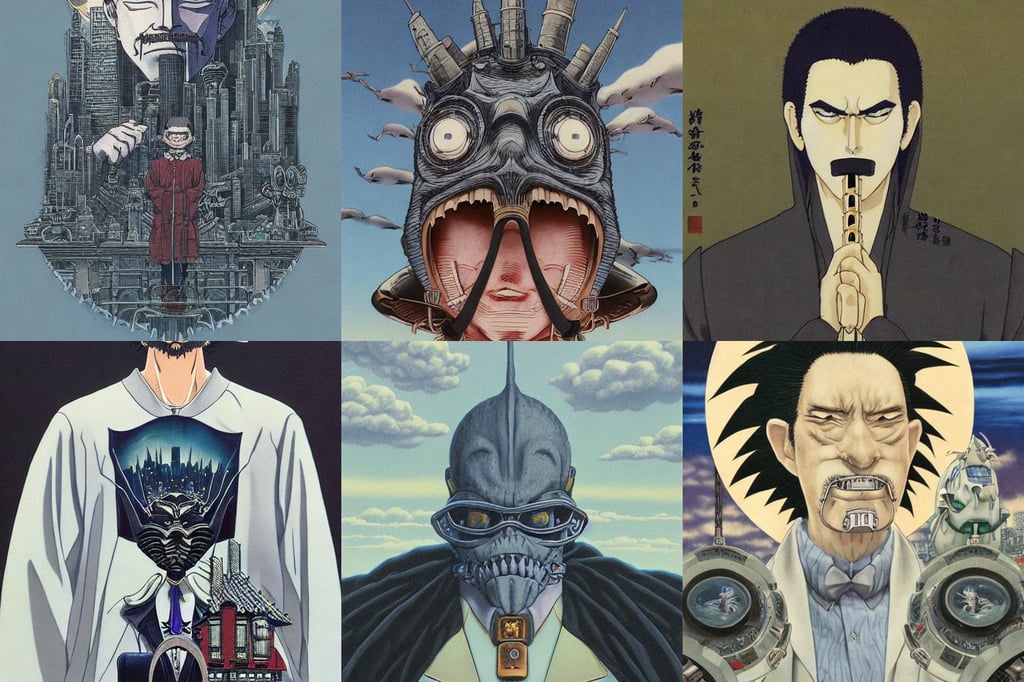 imperial portrait, menacing skyline by Studio Ghibli, art by gerald brom, rare ltd, historical artworks, lab coat and tee shirt, 16 thousand, detailed color portrait, incredibly detailed face