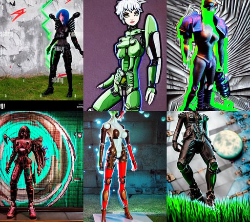 full-body cyberpunk style sculpture of a young handsome dark god of battle, j. scott campbell, rolling hillocks of lush green grass, gaudy bold colors, bulbous shperical windows, carcassonne, nice outfit, horizontal symmetrical, rei ayanami, grunge aesthetic!!! white graffiti tag wall background, three moons, verry high details by william turner art, dystopian mood, by loputyn and matche, 3 d render beeple