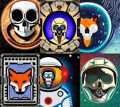 fox in space in a spacesuit, the skull is decorated with art deco patterns, dodge, his whole head fits in the frame, circuitry, wlop. 4 k, obsidian