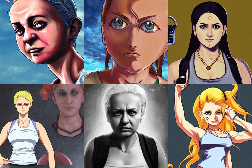 hyperrealistic portrait of narendra modi god creature, tight fitted tank top, anime key visual of unhinged young female maid nazi dictator