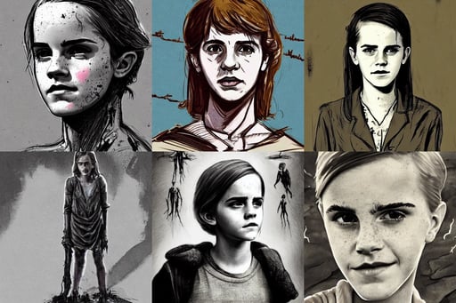 portrait of 1 2 yo emma watson, turning into a monster of mud and sludge. the mall around him is also turning into mud, power, 1 9 6 0 s bob hairstyle, very coherent punk, exterior illustration of a spaceship, crucifix around neck, with names, Hearthstone concept art