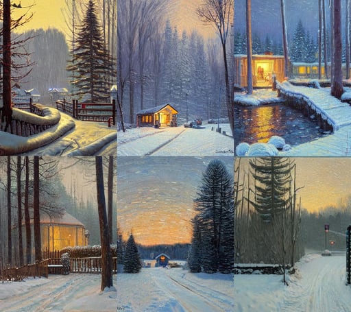 The gateway into winter, cottagecore, by Simon Stålenhag and Childe Hassam, oil on canvas