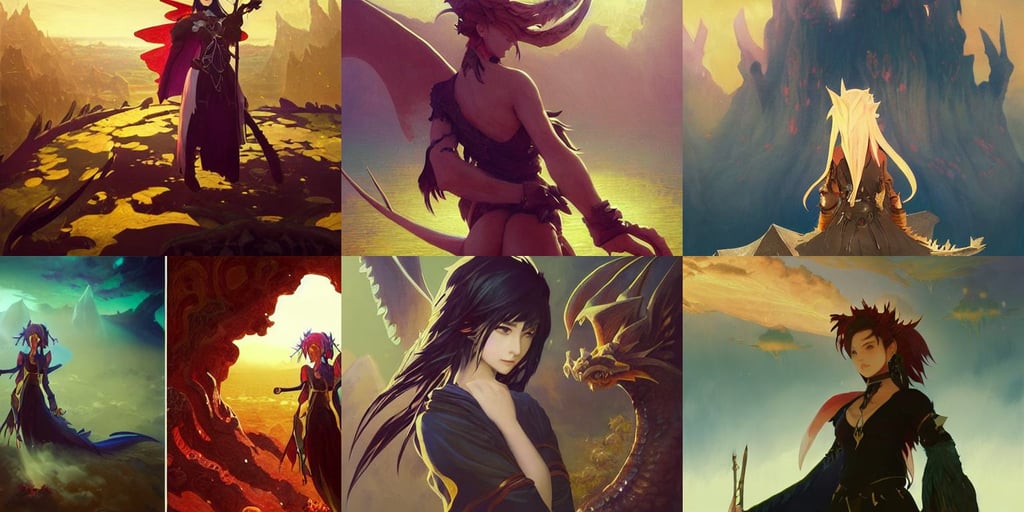 a girl from final fantasy live action, demonic symbols, flying dragon, anton fadeev, masterpiece digital painting by Greg Rutkowski, cave setting, golden hour, by kentaro miura and vasnetsov, art style by nixeu, inlaid with ivory and gold accents, 3 d anime, ilya repin, Rob Rey, light hair, full body dnd portrait, warm light, big long hell serpent dragon octopus, ominous, neon advertisements, vanessa morgan, soft orange laces