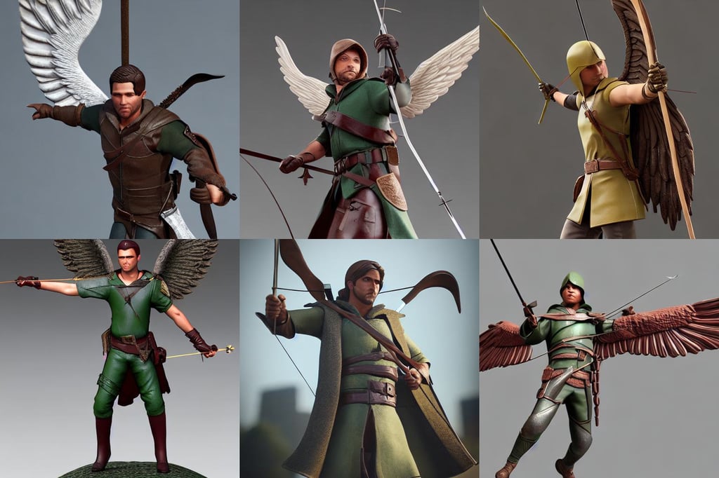 archer robin hood, octane beautifully detailed render, Angel Wings