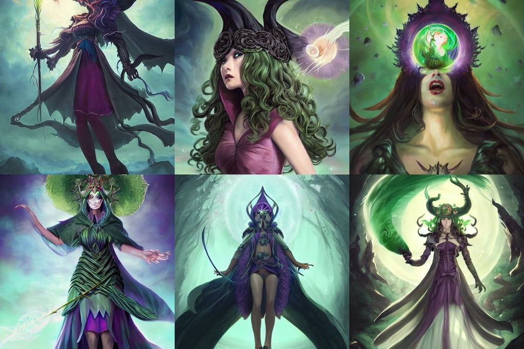 A beautiful dark magician women wearing a large witches hat that covers her face by Greg Rutkowski, large mouth with teeth, art by magali villeneuve, luscious lips, touhou character illustration by ross tran, impossible striking big feather headpiece, green welcoming eyes, perfect symmetry, art, photographic realistic background, John Lennon, curly hair double braided to reveal a lean, intricate fire designs, full body portrait of a highly coherent detailed pokemon character design, masterpiece by Edgar Maxence and Ross Tran, extreme aesthetic, shiny golden eyes, blacksmith, 8k high definition, clothes entirely made out of crystal quartz, painted with colour on white