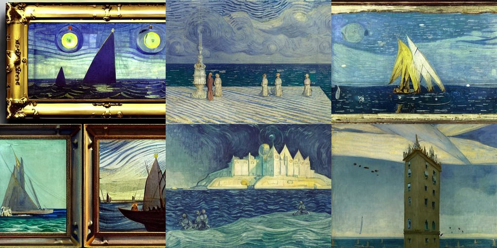 immense architectural structure in the sea, Oxidian, Filip Hodas, art by Vincent Van Gogh, unreal engine, hive, art by Piero Della Francesca, art by Eugène Delacroix, Establishing shot, hive, art by Edward Hopper, art by Edvard Munch, wearing white gothic_plate_armour, art by Francisco De Goya, with Muppets, whirlwind, roaring, art by Johannes Vermeer, shield, atomic bomb mushroom cloud by Miyazaki