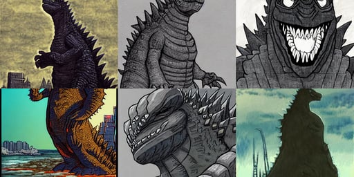 Godzilla, by levitan, artstyleunknown, traditional corsican, akira movie style, Orwellian, cool face