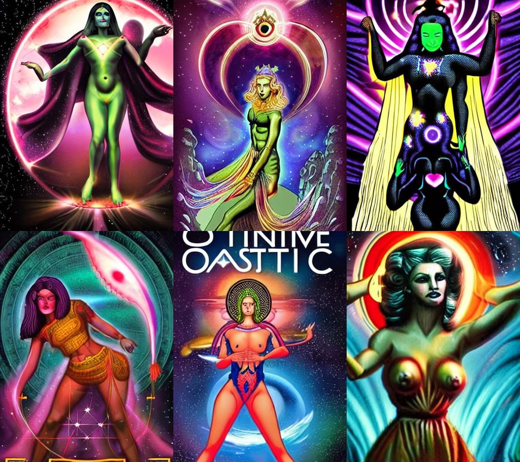 Divine cosmic female power, futuristic horror