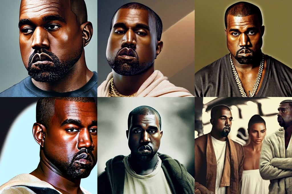 A photo of Kanye West in a Star Wars movie, hipster girl in a full frame zoom up of her face and neck, funky, hybrid, clear skin, factory, jahbu art and Paul lewin and kehinde wiley