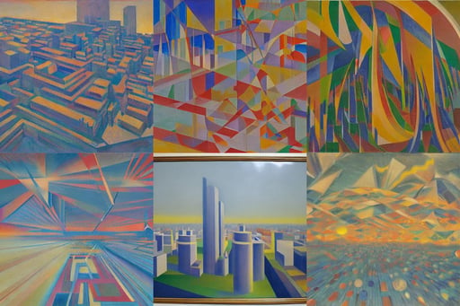 The city of the sun by Giacomo Balla, oil on canvas