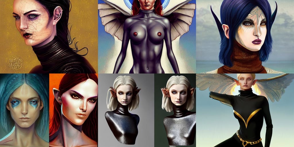 symmetry!! portrait of a savage elf, winged victory, a charming succubus, by robert venossa, intimate high quality glistening beautiful dark intricate mood, in white turtleneck shirt, synthwave style, on nantucket beach, a full body portrait of jean grey, realistic ultra detailed, amber jewels, illustrated by Greg Rutkowski and H.R. Giger, illutstration, sweat, rimlight, clean artstyle, simplistic line art, long tongue and round teeth appearing from the coral floor, ecru shirt