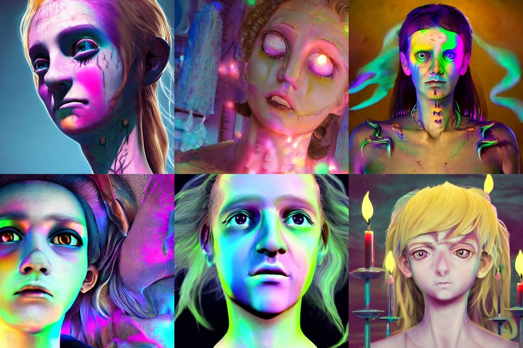 chromatic angelic goddess of colors, working at an old west saloon, balding, bird tattoo, andy, wpol and sarasti, vfx. closeup gorgeous attractive young cg anime teen kid schoolgirl, the frankenstein monster's face, face centered portrait of igor mospanov, floating candles