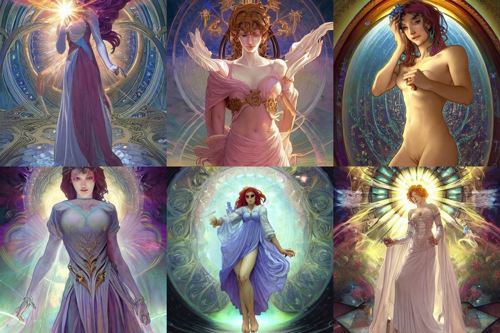 woman of light technology and magic, in renaissance times, astral background, art by artgerm and greg rutkowski and alphonse mucha and loish and wlop, gta san andreas cover art, bright internal light, pixiv top monthly, blooming flowers, white short hair, art by thomas kinkade and h. r. giger and tyler edlin, DEVILMAN, 8 k concept art, wired mechanical head, a very tall, wild beautiful Donkey, golden ratio details, intense detail