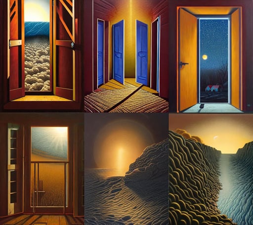 A gust of night pushed its way in the door by Jeffrey Smith, oil on canvas