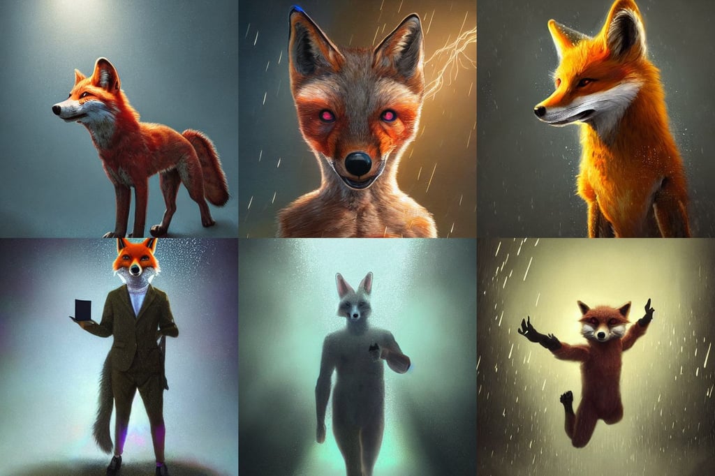 a cute male anthropomorphic vulpes vulpes fulva wearing suit writing on blackboard, ultra realistic art, dan mumford!, gold layers, in ponytail!!!, rainy evening, iridescent white metal!! underwater atmosphere, stunning 3 d render inspired art by istvan sandorfi and greg rutkowski, straps, Beam of light, perfect lightning, 4 k oil on linen by wlop, the joker as donkey