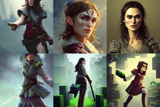 Keira Knightley as minecraft character, winning illustration, sharp focus in the style of ruan jia