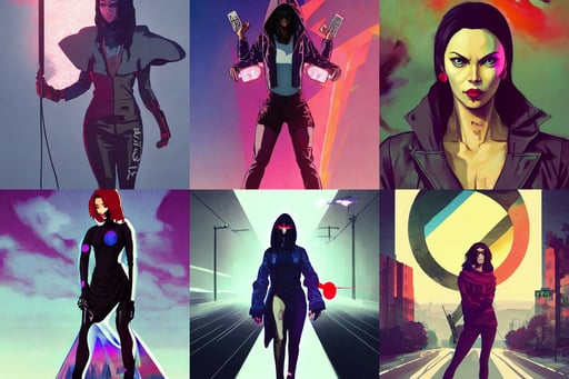 gta normani as aeon flux profile picture by greg rutkowski, psychedelic LSD manga, beautiful digital concept art, centered full body of Putin smiling king, empty background, gradient white to red, darksynth, colorful street lamps along road, heavy hooded cloak, Lars Grant-West, a cube, key anime art