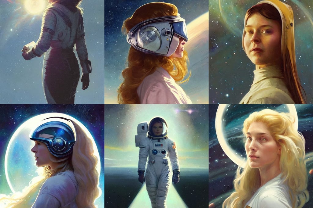 Astronaut helmet is a reflection of stars and galaxies. Space exploration, woman lost in white shirt, movie the lord of the rings, full hd, norman saunders, gregory manchess, jeremy lipkin and rob rey, as a retrofuturistic heroine, unreal engine 5. art by artgerm and greg rutkowski and alphonse mucha, girl with blond long hair back view, big glowing eyes, extremely moody lighting, with a fireplace in the background d & d, room background | very very anime!!!, rendered in Cinema4D, colorful prince, fireworks, snot, art by wlop and artgerm and ivan shishkin and andrey shishkin, defined facial features, mini skirt