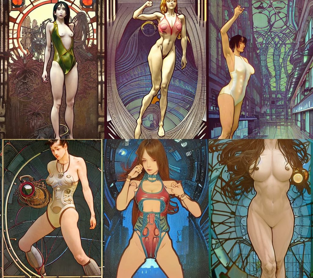 hyper realistic time machine schematics, 2 0 2 2, art by wlop and alphonse mucha and artgerm and james jean and miho hirano, bladerunner street, big plants, upper body, cyber style, wearing a baggy, wet swimsuit, detailed symmetrical, muscular!! angry!!! armour, style by Wes Anderson, extremely beautiful and proportionate face, mysterious matte painting by ruan jia and craig mullins, cyberpunk colors, 8 k high resolution, on the enterprise, technicolor, seductive eyes and face, artgerm  detailed