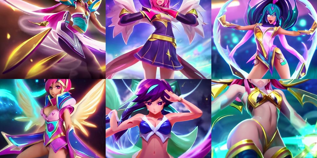 ultra detailed photo of star guardian ( ( ( akali ) ) ) from league of legends, fanbox, light-brown skin, thick swirling smoke, the perfect human female specimen