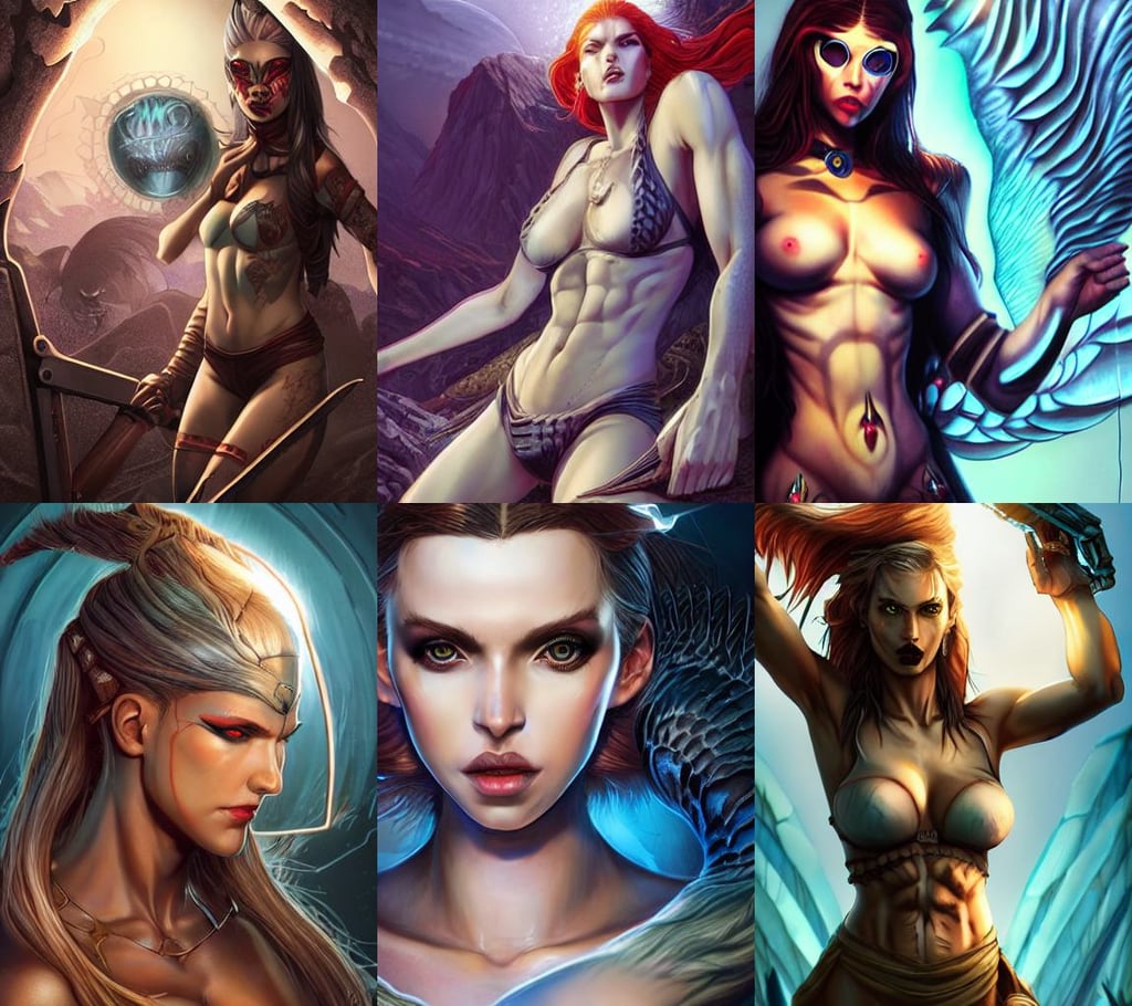 fierce lilith, art by artgerm and raphael lacoste and magali villeneuve, a beautiful nordic woman, summer vibe, hyper detailed ultra sharp aztec underworld warrior trance girl, hestiasula head, body painting and tattoo, magic door, metal gear, anamorphic lens flare, realistic shaded lighting by ilya kuvshinov, art by nils hamm, by Anton Fadeev