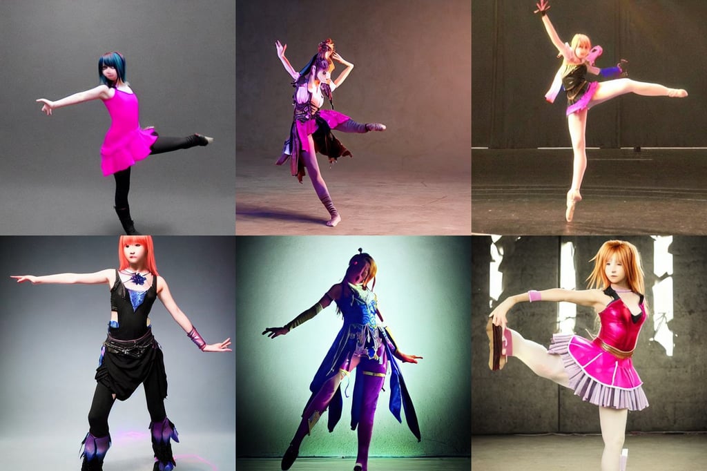 A girl from Final Fantasy live action, encampment, mechanics, sci fi and fantasy, flowing dancing pose. neon, closup, stage for band, greek atire