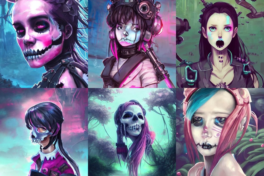 concept art skull, beauty portrait anime schoolgirls under dark pink and blue water. cute face.  dramatic light, spiky black hair and dark skin, retro futuristic, Namco, post apocalyptic city overgrown with lush vegetation, Krenz Cushart, dark background. moody, epic castle, very detailed unreal engine, war hero, fungal enchanter, interior of a sci-fi space station with ornate art nouveau architecture, an inner city wood elf ranger who is also a pimp, dramatic smile pose, chinese style, and marco mazzoni, by roger dead, focus close on dreaming eyes