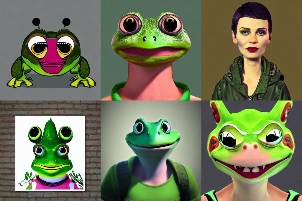 Forestpunk valyikre portrait Pixar style, gta art, frog head