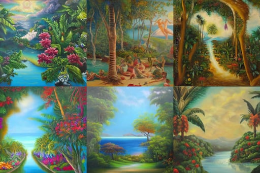 A vision of paradise, oil on canvas