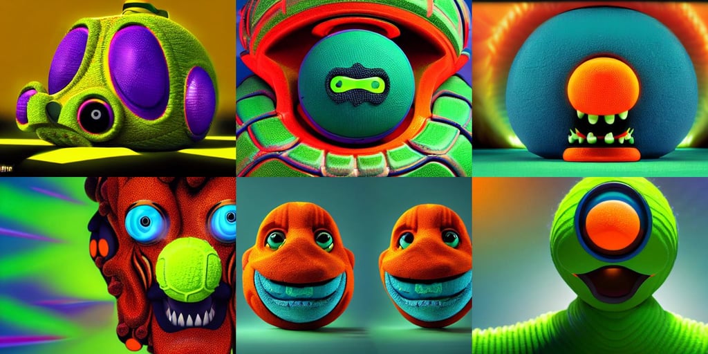 a snoop dogg tennis ball monster, ultra realistic digital concept art by Frederick Sands Brunner, xf iq 4, tsuruta kenji, gasping expression, teal orange color scheme, comical, global illumination. intricate, late at night