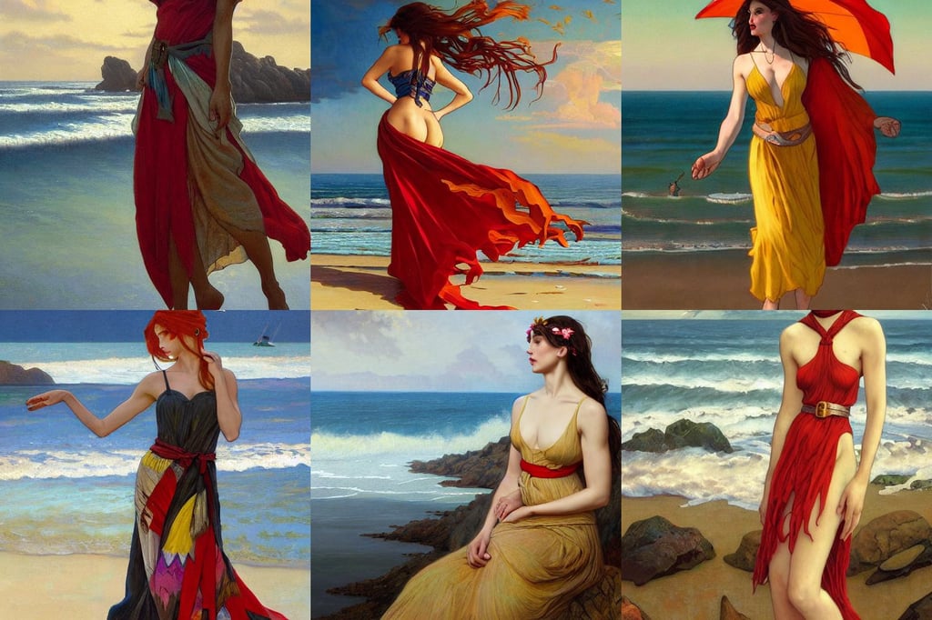 a beautiful masterpiece painting of a coastal beach seascape in autumn with by juan gimenez, greek goddess, trending on artstation”, surrealist art style, vampire theme, red and yellow peppers, art by artgerm and greg rutkowski and alphonse mucha and loish and wlop, criterion collection, black dress with belt, 1 6 k