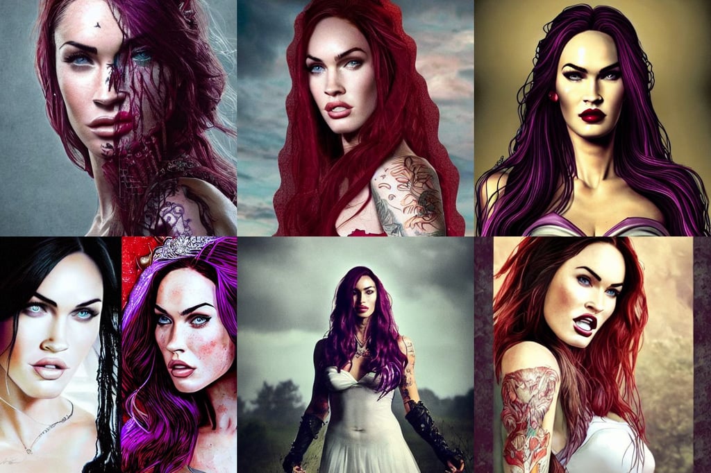 portrait of megan fox as a bride, depressing atmosphere, screaming, amethyst, future year 3 0 0 0, long red hair, biomech, witcher, highly detail